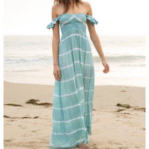 Tiare Hawaii teal tie dye Hollie maxi dress